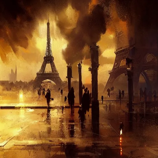 Image similar to paris burning, trending on art station, by greg rutkowski,