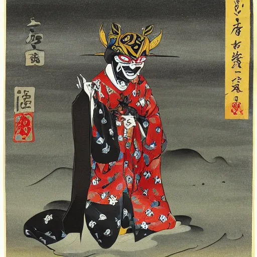 Image similar to man with a hannya maske mage robe cast a thunderstorm