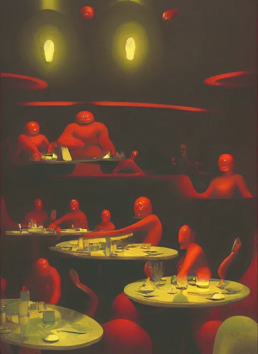 Image similar to spherical lava people at underwater restaurant Edward Hopper and James Gilleard, Zdzislaw Beksinski highly detailed