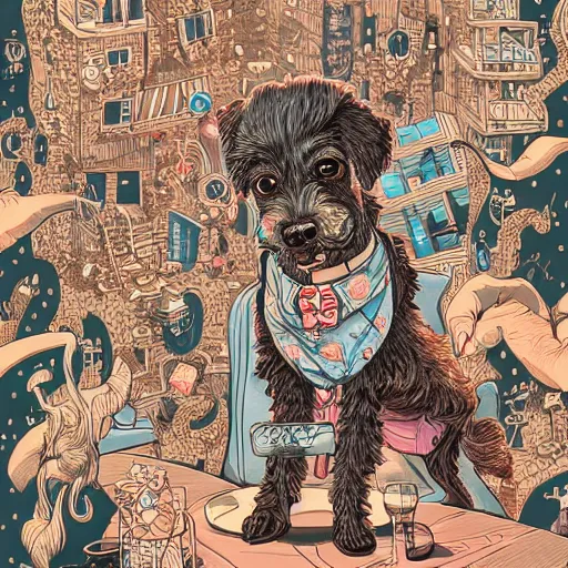 Image similar to crazy dog apartments, extremely detailed, sharp focus, wide view, full body shot, smooth, digital illustration, by james jean, by rossdraws, frank franzzeta, mcbess, sakimichan