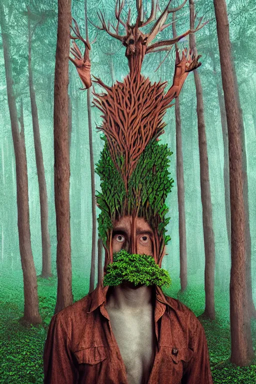 Image similar to man of the forest, surreal