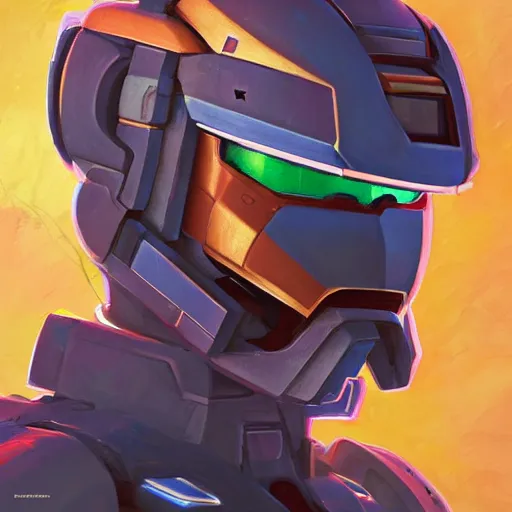 Image similar to portrait of stunning master chief gundam pilot, with an intricate, detailed, urban inspired hiphop afro futuristic helmet, vector behance hd jesper ejsing, rhads, makoto shinkai, lois van baarle, ilya kuvshinov, rossdraws, hd, 3 2 k, ilya kuvshinov, gustav klimt