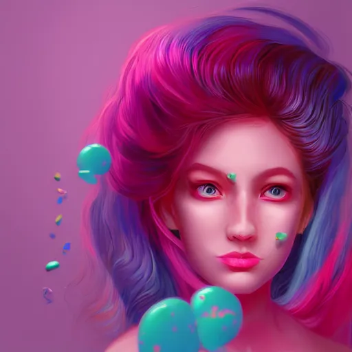 Image similar to the cotton candy kiss of transcendental bliss, 🍭🍬 in the style of pascal blanche from artstation, digital art