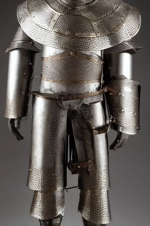 Image similar to a medieval knight armour set, extremely detailed and intricate.