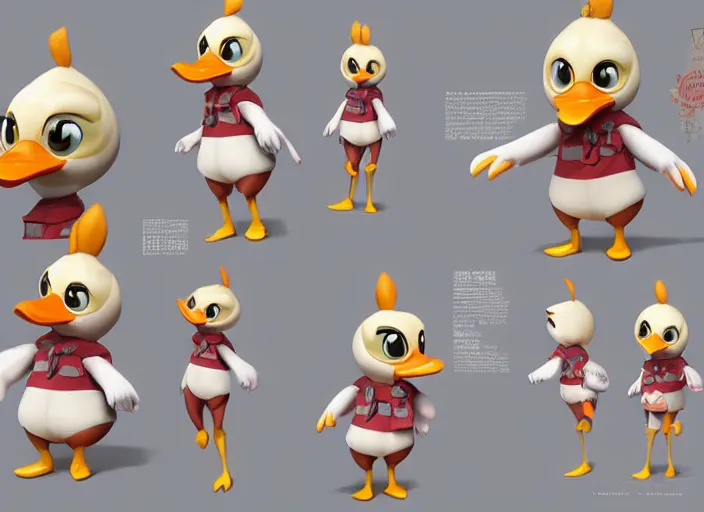 Image similar to award - winning detailed concept art of a cute iconic anthropomorphic duck character wearing a sailor suit. art by wlop on bcy. net, realistic. detailed feathers, art by cheng yi. artstationhd, artgerm, 3 dcg, pixar zootopia. 3 d rendering, high quality model sheet, donald. model sheet detailed