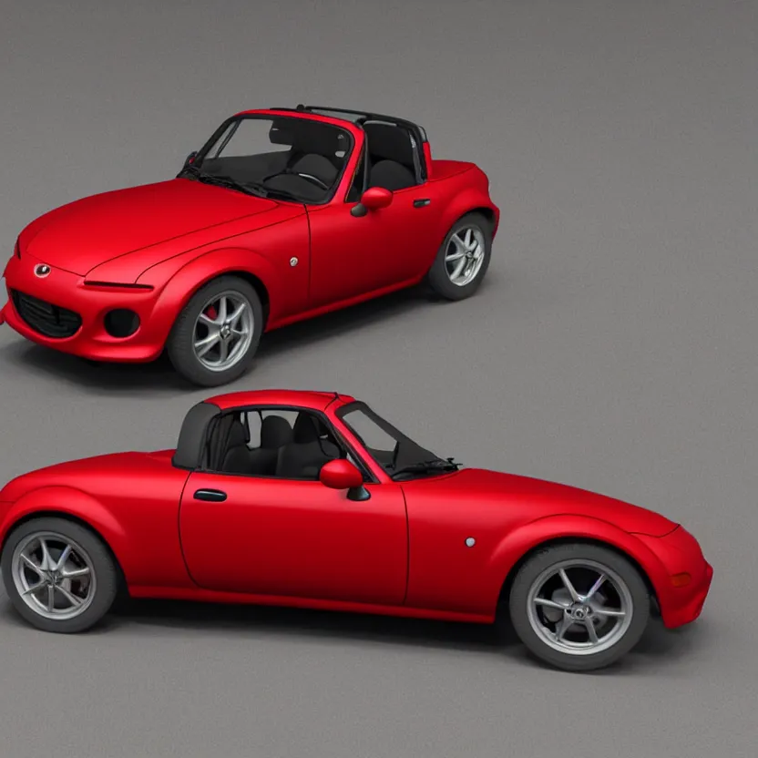 Image similar to miata mx 5, 9 0 s miata pop up, kyza saleem, realistic, 4 k, red