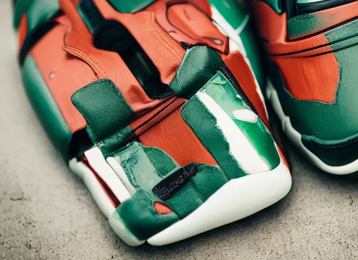 Image similar to product still of Boba Fett signature Nikes, 85mm f1.8