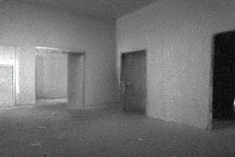 Image similar to 2 0 0 0 s footage of a void monster, empty room, psychological horror, warp, tentacles, eyes, deformed