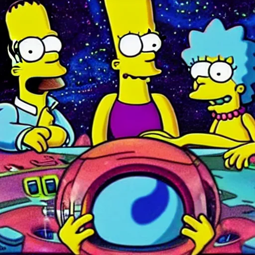 Image similar to trippy simpsons in space