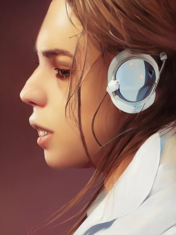 Image similar to an ultradetailed beautiful portrait painting of a cuban girl as a doctor, side view, oil painting, high resolution, by ilya kuvshinov, greg rutkowski and makoto shinkai