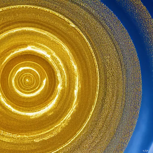 Image similar to golden rings circling the earth, highly detailed photograph