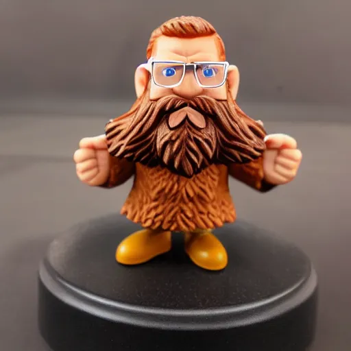 Prompt: ginger bearded man with glasses, amiibo