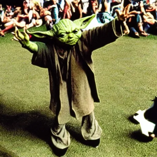 Image similar to yoda performing at woodstock