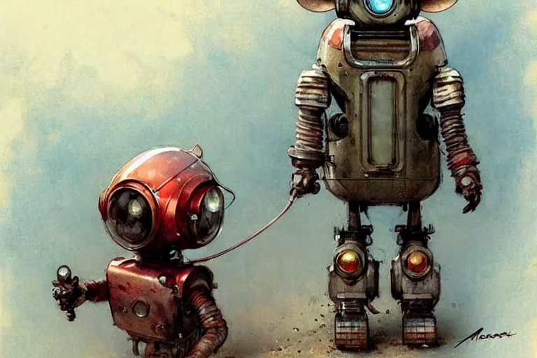 Image similar to adventurer ( ( ( ( ( 1 9 5 0 s retro future robot mouse explorer vehical. muted colors. ) ) ) ) ) by jean baptiste monge!!!!!!!!!!!!!!!!!!!!!!!!! chrome red