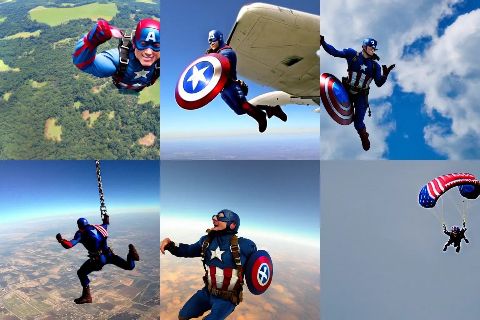 Prompt: captain america skydiving