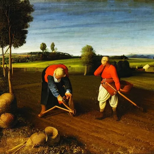 Image similar to Farmer tilling his field by Fra Bartolomeo,