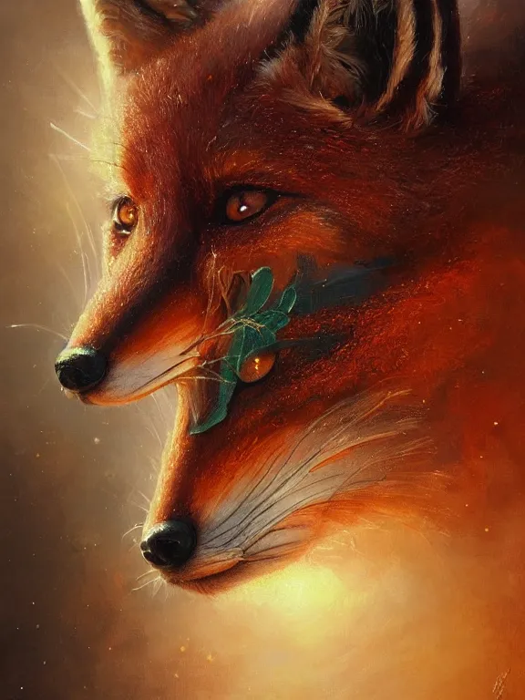 Image similar to a ultradetailed beautiful painting of a close view of an intricate wooden mask of a fox with wonderful colors, concept art, high resolution 4 k, by tom bagshaw, greg rutkowski, charli bowater and artgeem