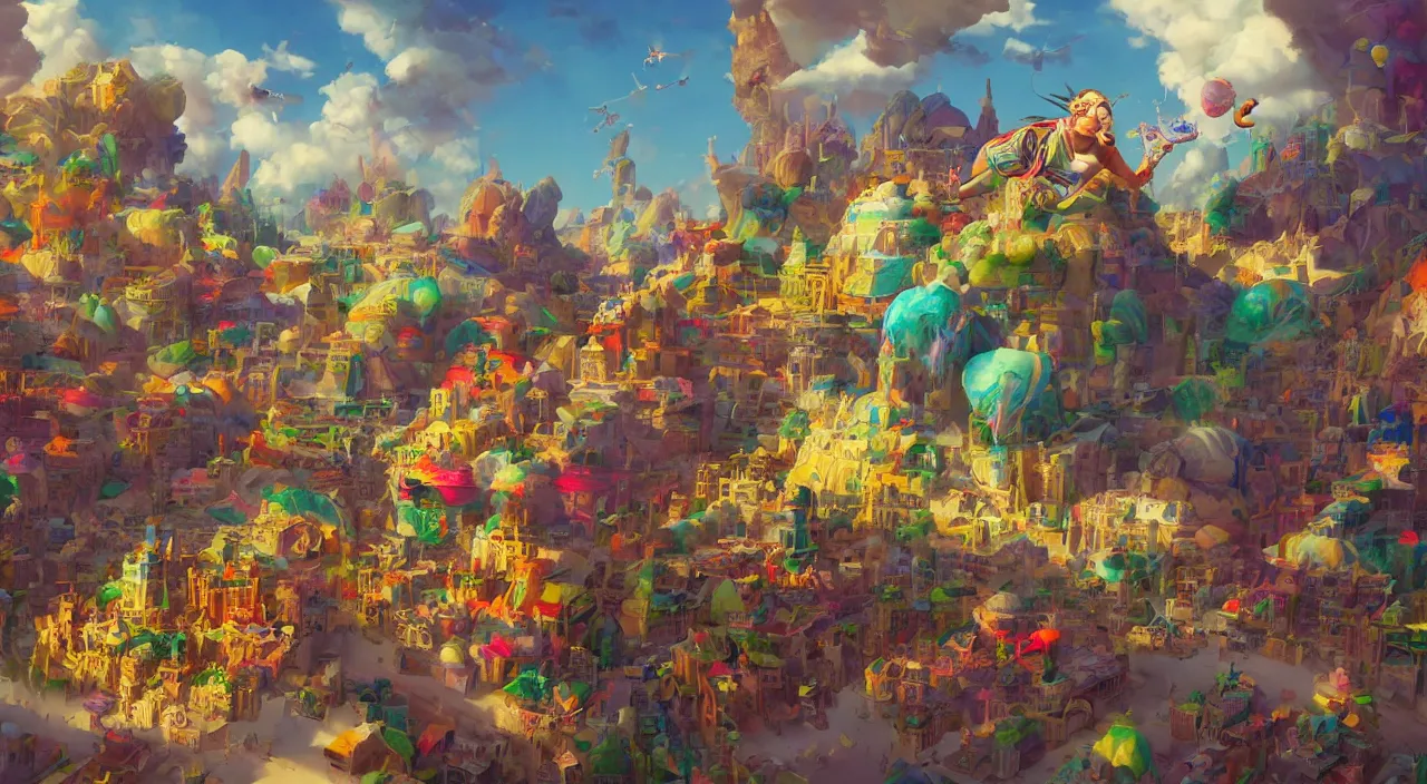 Image similar to bazaar zouk oriantal multicolorful sky shine place mosquet painting, sunny day, matte painting, bold shapes, hard edges, street art, trending on artstation, by huang guangjian and gil elvgren and sachin teng