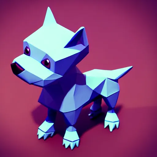 Prompt: Isometric 3D Fantasy Cute Dog, low poly, soft render, handpaint texture, Blender, 3DCoat