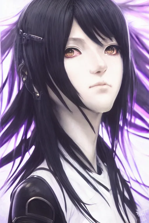 Image similar to portrait Anime girl in cyberpunk trinity blood armor, cute-fine-face, black-hair pretty face, realistic shaded Perfect face, fine details. Anime. realistic shaded lighting by Ilya Kuvshinov katsuhiro otomo ghost-in-the-shell, magali villeneuve, artgerm, rutkowski, WLOP Jeremy Lipkin and Giuseppe Dangelico Pino and Michael Garmash and Rob Rey and Yoshitaka Amano and Thores Shibamoto