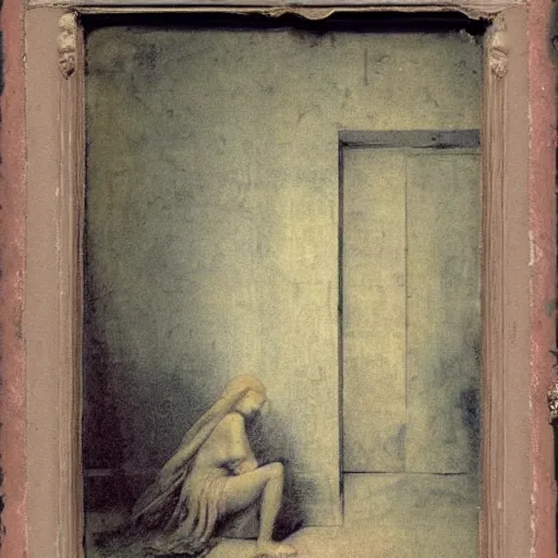 Image similar to haunted liminal abandoned room, daguerreotype by pontormo, by gustave moreau, by Bosch, art noveau, highly detailed, strong lights, liminal, eerie, Bright pastel colors