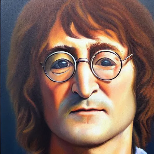 Image similar to A portrait of John Lennon, oil painting, majestic, detailed, high resolution