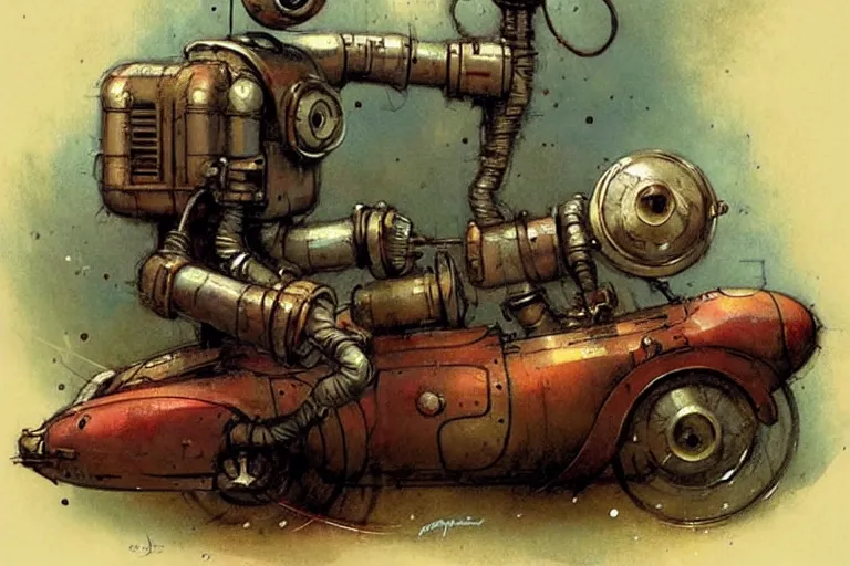 Image similar to adventurer ( ( ( ( ( 1 9 5 0 s retro future robot mouse tunneling machine. muted colors. ) ) ) ) ) by jean baptiste monge!!!!!!!!!!!!!!!!!!!!!!!!! chrome red