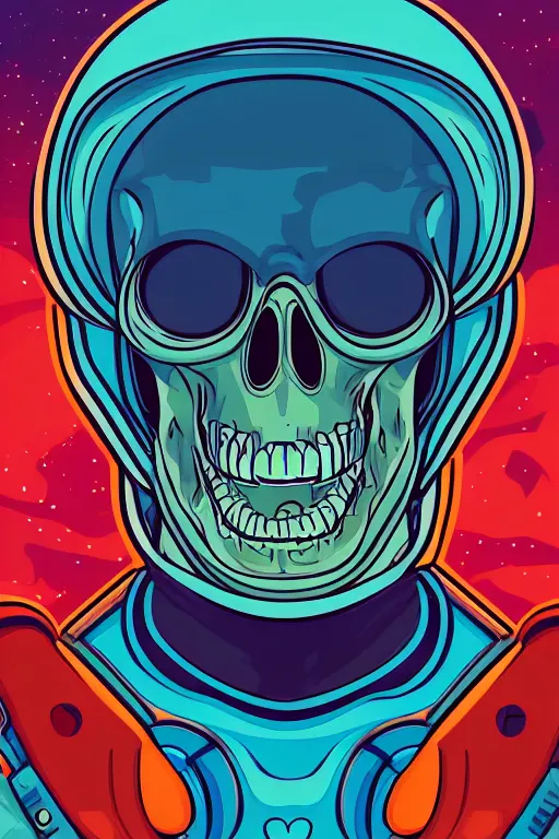 Image similar to portrait of a astronaut skeletor, art by ori toor, sticker, colorful, illustration, highly detailed, simple, smooth and clean vector curves, no jagged lines, vector art, smooth