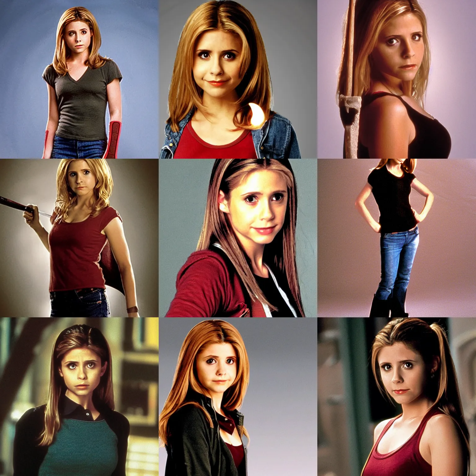 Prompt: <photo quality=hd+ mode=sitcom>Buffy from Buffy The Vampire Slayer</photo>