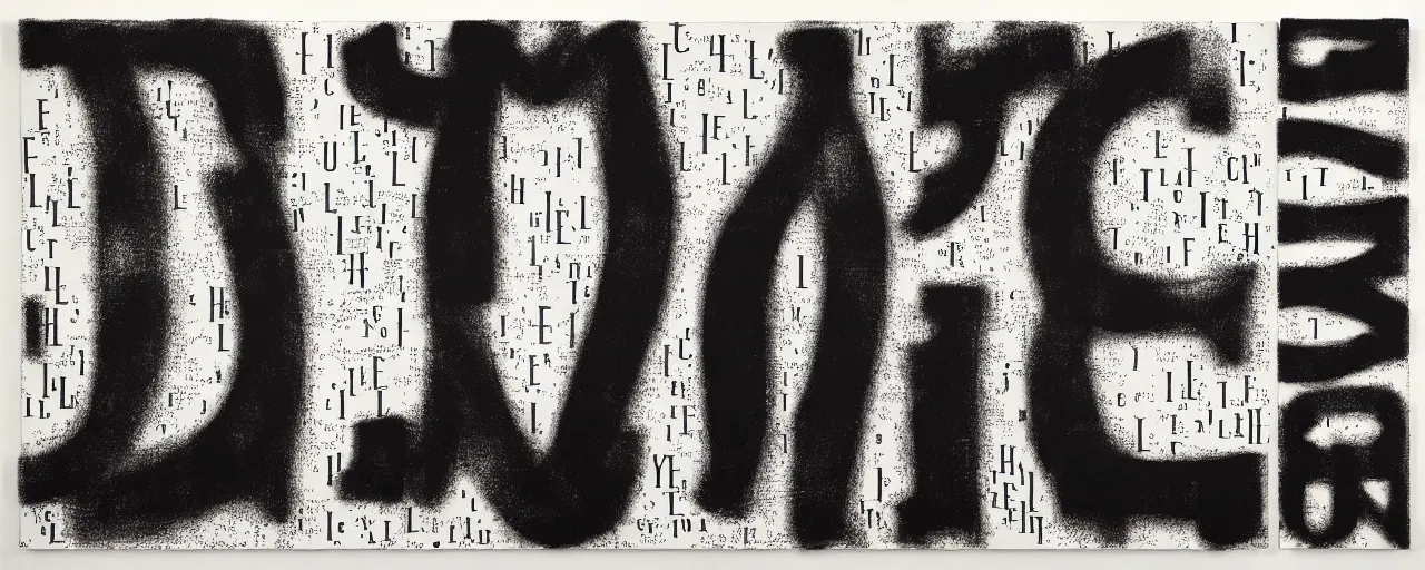 Image similar to a typographic painting of stenciled letters, by Christopher Wool, oil paint, Concrete poetry, abstract, words, Highly Detailed