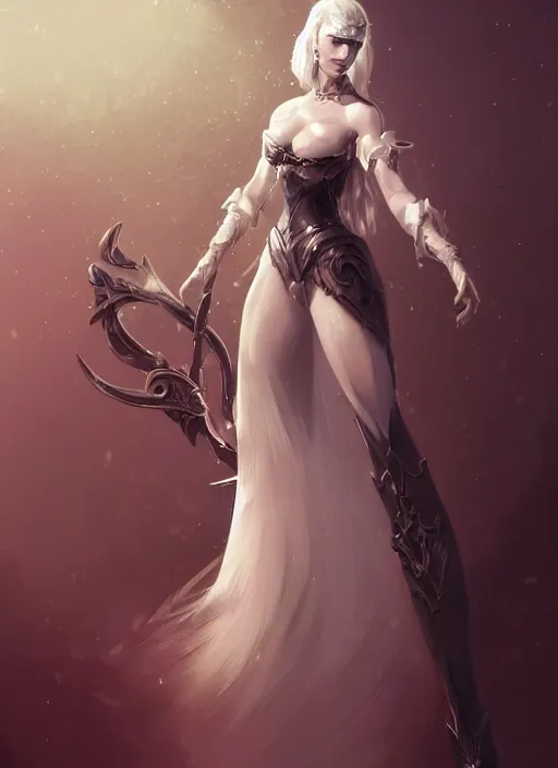 Prompt: a highly detailed illustration of white haired pale lady wearing big black blindfold, dramatic standing pose, intricate, elegant, highly detailed, centered, digital painting, artstation, concept art, smooth, sharp focus, league of legends concept art, wlop