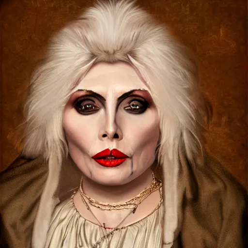 Image similar to baroque portrait of debbie harry, corpsepaint, d&d, hyper realistic, sharp focus, 4k, fantasy digital painting by caravaggio