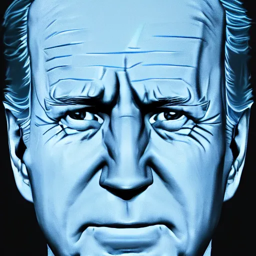 Image similar to joe biden with glowing white eyes, artstation