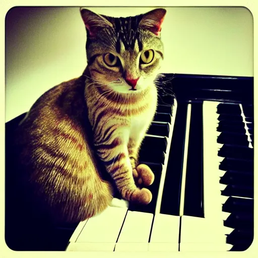 Image similar to “ cat sitting on piano ”