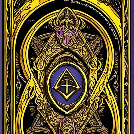 Prompt: Arcane Tarot, frame intricate, Fantasy, 2d Digital Art, Hearthstone card style detailed decorative flourishes, symmetrical centered