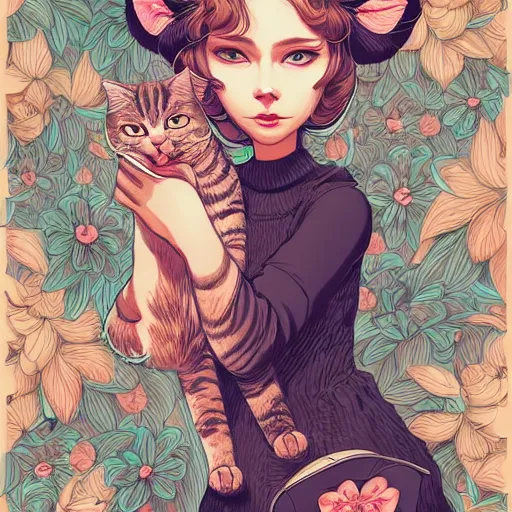 Image similar to crazy cat lady, extremely detailed, sharp focus, wide view, full body shot, smooth, digital illustration, by james jean, by rossdraws, frank franzzeta, sakimichan