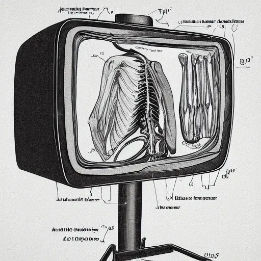 Prompt: anatomical description of a old tv