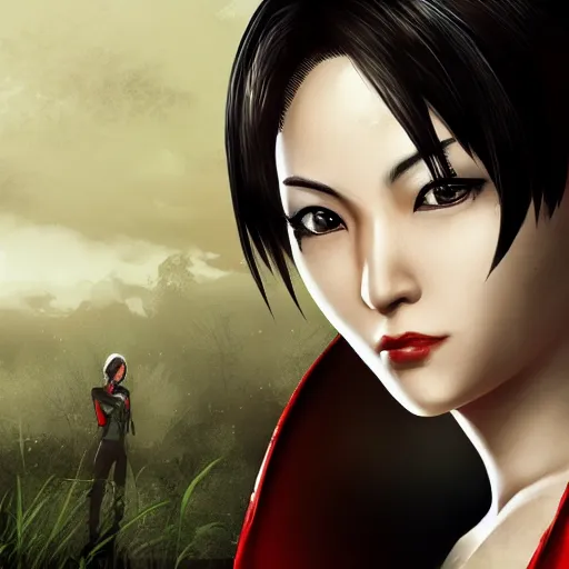 Prompt: ada wong, portrait, countryside background, cinematic, trending on artstation, high detail