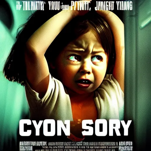 Prompt: horror movie poster of crying story on plane, realistic