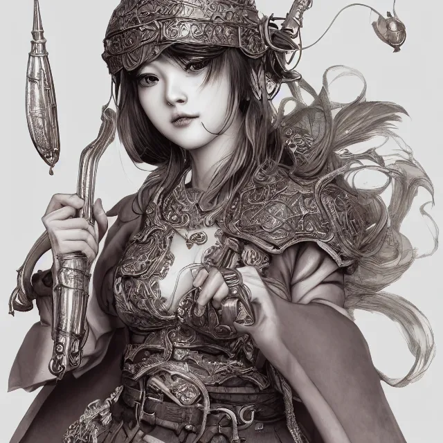 Image similar to studio portrait of neutral good colorful female cleric bard healer as absurdly beautiful, elegant, young sensualgravure idol, ultrafine hyperrealistic detailed face illustration by kim jung gi, irakli nadar, intricate linework, sharp focus, bright colors, matte, octopath traveler, final fantasy, unreal engine highly rendered, global illumination, radiant light, intricate environment