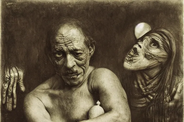 Prompt: a photo by jan saudek, heironymus bosch, odd nerdrum, joel peter witkin, gustave dore, hr giger