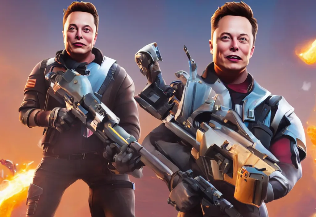 Image similar to elon musk as a fortnite character, cinematic, detailed