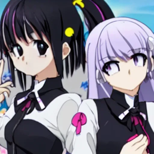 Image similar to a manga glock 1 9 commercial featuring homura from madoka magic girl anime