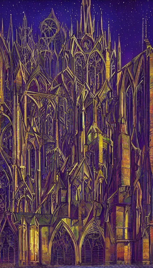 Prompt: The gothic cathedral of endless dreams, italian futurism, Dan Mumford, da vinci