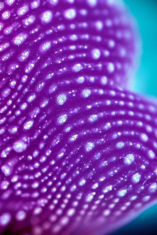 Prompt: high quality close-up photo translucent biomechanic worms! gorgeous purple dots highly detailed hannah yata elson peter cinematic turquoise lighting high quality low angle hd 8k sharp shallow depth of field