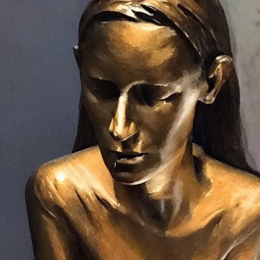 Prompt: A beautiful performance art. There are so many kinds of time. The time by which we measure our lives. Months and years. Or the big time, the time that raises mountains and makes stars. bronze by Emilia Wilk, by Boris Grigoriev tired, blocks