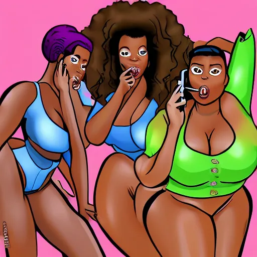 Prompt: 16k , stunning, coherent, 3d, perfect face, coherent body, anatomically correct, still of a group of black bbw models twerking and some taking a pictures of each other while posing in the same bed , they are all laying down, one of them is on the phone with her boyfriend , 3d, in the style of pixar, smooth, 3d, highly detailed, highly detailed, sharp focus, bokeh, depth of field, 16k resolution, Unreal Engine 5, coherent, cinematic lighting, photorealistic