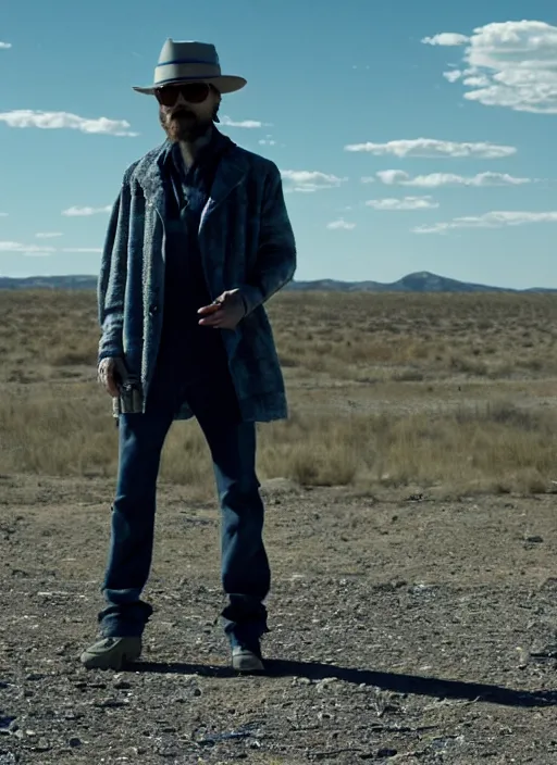 Image similar to film still of jared leto as heisenberg in breaking bad, 4 k