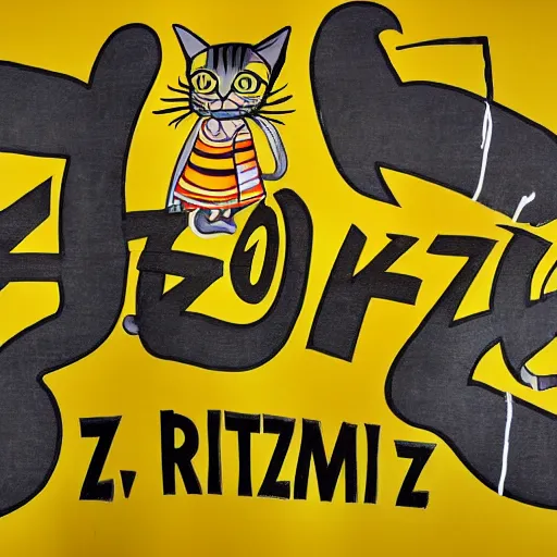 Image similar to cat wizards dressed in yellow raincoats. A banner that reads 'Wiz Biz only, Fools' adorns the back wall. Hypermaximalistic, hyper detailed 4k resolution photo realistic