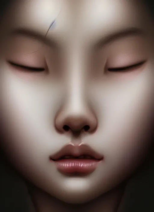 Image similar to of ethereal fantasy, young beautiful Lee Jin-Eun, close up face portrait, medium shot, intricate, elegant, ethereal dreamy light, highly detailed, concept art, smooth, sharp focus, illustration, art by Nicola Samuri